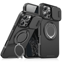 FUNDA PROTECTORA ANTIGOLPES CON TAPA DESLIZANTE PARA CÁMARA Y SOPORTE GIRATORIO PARA IPHONE 13 AL 17