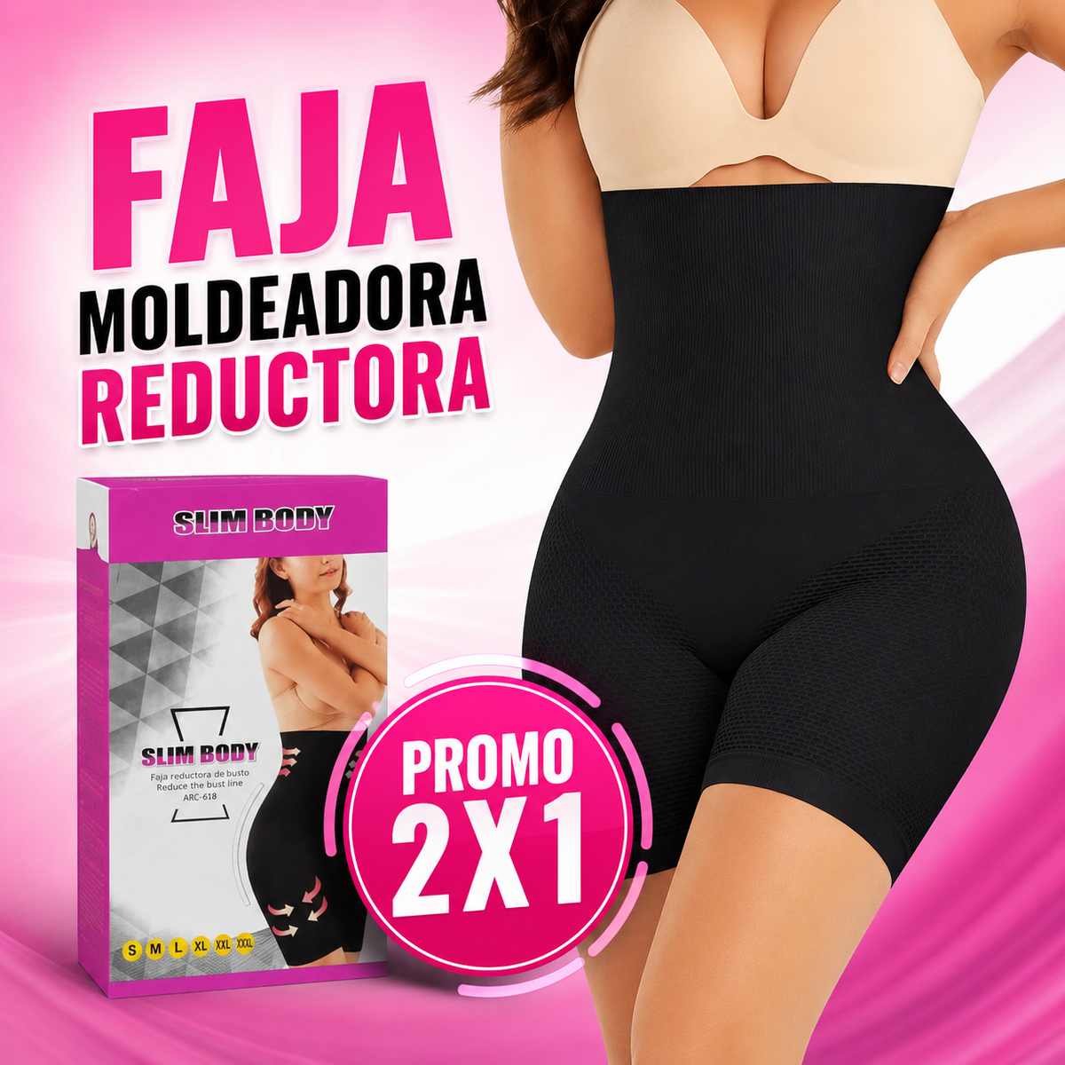 2 FAJAS MOLDEADORAS REDUCTORAS – CONTROL ABDOMEN Y LEVANTA COLA